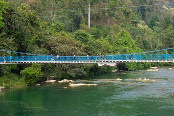 Sticker - A beautiful panoramic view of Vang Vieng city in Laos.