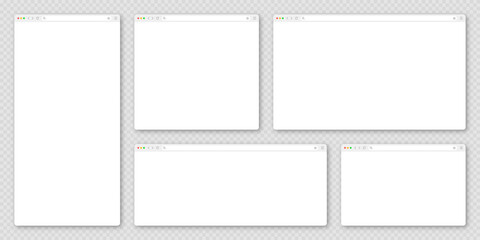 Fototapete - Blank web browser window with toolbar and search field. Modern website, internet page in flat style. Browser mockup for computer, tablet and smartphone. Adaptive user interface. Vector illustration