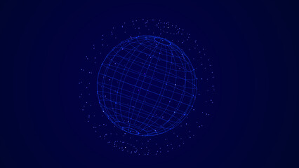 Wall Mural - Abstract futuristic sphere with connecting dots and lines. Sphere consisting of points and lines. Vector grids of the globe. Sphere technological grid.