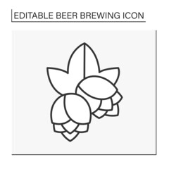 Wall Mural -  Hops line icon. Flowers, or cones, are components of a beer aroma and flavor. Alcohol. Beer brewing concept. Isolated vector illustration. Editable stroke