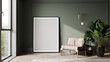 © Liliia - Big frame mockup in modern green interior background, 3d rendering