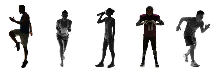 Sticker - Silhouettes of different sporty people isolated on white