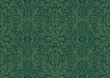 Hand-drawn unique abstract symmetrical seamless gold ornament on a dark cold green background. Paper texture. Digital artwork, A4. (pattern: p06b)