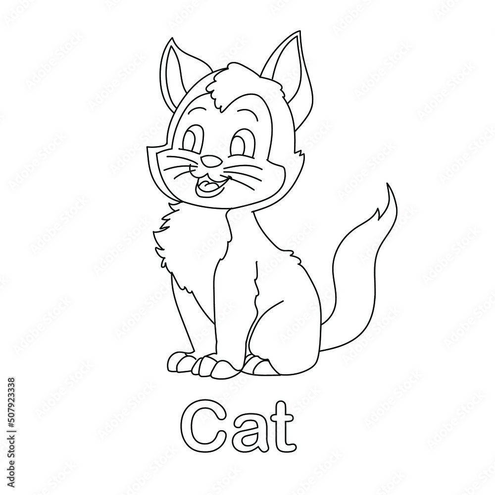cat coloring page line art animal vector Stock Vector | Adobe Stock