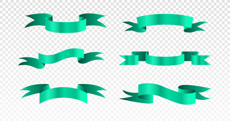 Wall Mural - set of green ribbons. collection of places for text and decoration of trophies and cups. graphic ele