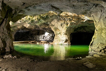 Underground Cave, Grotto With Green Lake. Gruta Do Anjo, Socorro. Angel's Grotto.