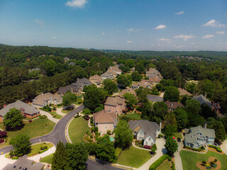 Wall Mural - Aerial view of an upscale subdivision in suburbs of a metro Atlanta