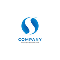 Poster - Simple Letter S Logo Design, Modern Blue S Symbol Inspiration Vector