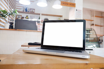 Fototapete - Cropped shot view of office desk table with the office equipments, and other office supplies on the modern space, flat lay.work at home