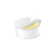 White opened realistic container with cheese sauce, vector illustration