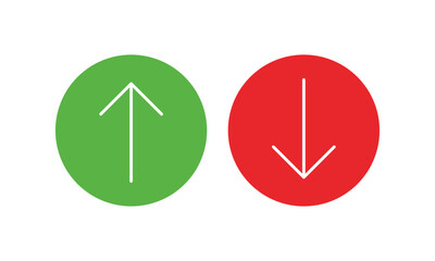 Poster - Red down green up arrow circular icon sign vector. Cryptocurrency, stock and forex investment trading analysis.