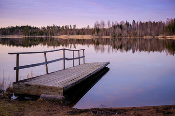  Svartsjön lake in Småland sweden at sunset