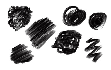 Poster - abstract brush stroke elements. black lines in abstract scribble style for creative design