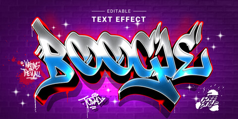 Poster - Editable Graffiti Text Effect. Wall Art Sign Style