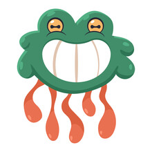 Cute Green Germ Vector Cartoon Character Isolated On A White Background.