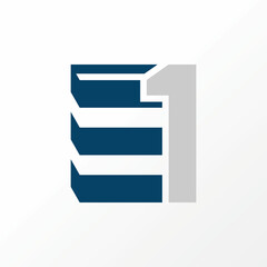 Poster - Unique but simple letter or word E1 sans serif font on 3D shape image graphic icon logo design abstract concept vector stock. Can be used as a symbol related to monogram or initial