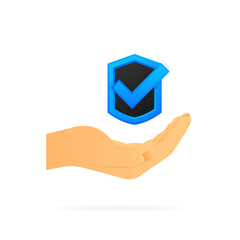 Poster - Hand holding sign of accept. Realistic hand. White background. Vector illustration.