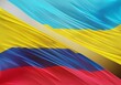 Ukraine Flag with Abstract Colombia Flag Illustration 3D Rendering (3D Artwork)