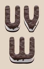 Poster - 3d rendering of letters made in shape of sweet chocolate cake with white cream filling