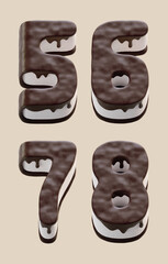 Poster - 3d rendering of letters made in shape of sweet chocolate cake with white cream filling