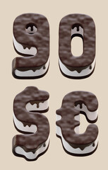 Poster - 3d rendering of letters made in shape of sweet chocolate cake with white cream filling