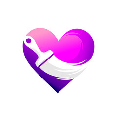 Sticker - brush of love logo with unique concept