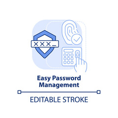 Sticker - Easy password management light blue concept icon. Biometric authentication benefit abstract idea thin line illustration. Isolated outline drawing. Editable stroke. Arial, Myriad Pro-Bold fonts used