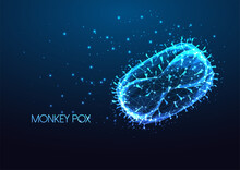 Futuristic Monkey Pox Virus Infection Concept With Glowing Low Polygonal Monkeypox Virus Cell 