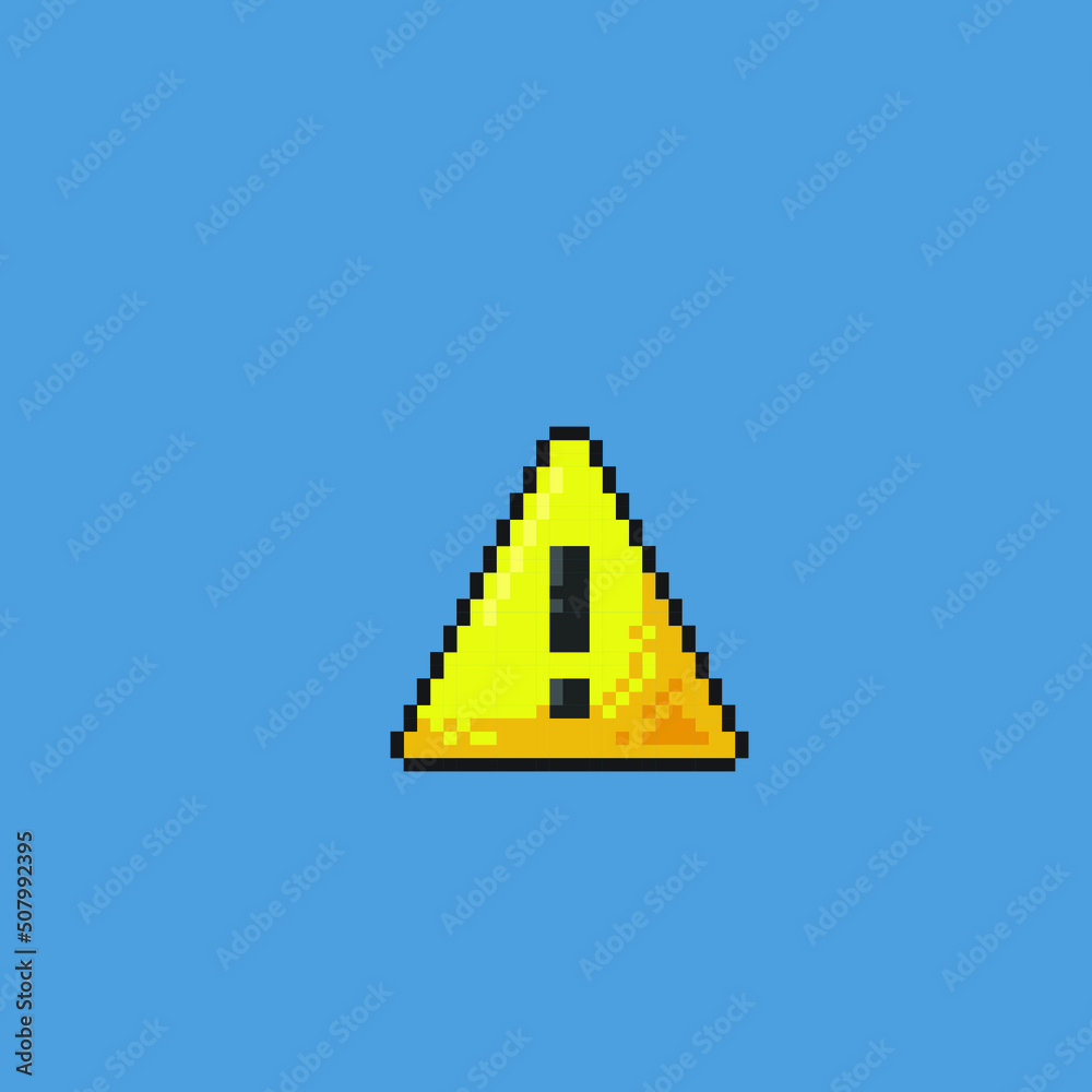 warning sign in pixel art style Stock Vector | Adobe Stock