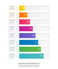 Vector infographic with 8 horizontal columns. Modern business concept graphic process template with eight steps. Graphic timeline for app, website, interface, chart, levels, web, diagram, banner