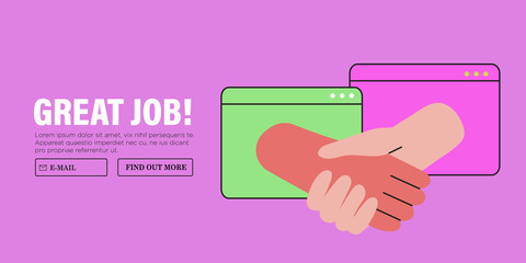 handshake gesture vector illustration. good, great job, partnership or online contract approval busi