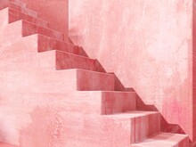Staircase With Steps - Podium, Stand, Showcase On Pastel Background With Shadow For Premium Product  -3D Render. Studio With Geometric Objects For Advertising And Presentations  Cosmetics Products.
