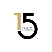 15 Years Anniversary Logo, Vector Template Design Element For Birthday, Invitation, Wedding, Jubilee And Greeting Card Illustration.