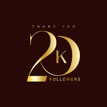 Thank you for 20k followers, 20,000 followers gold, followers to celebrate on social media, 20K, subscribers Vector illustration. Minimalist
