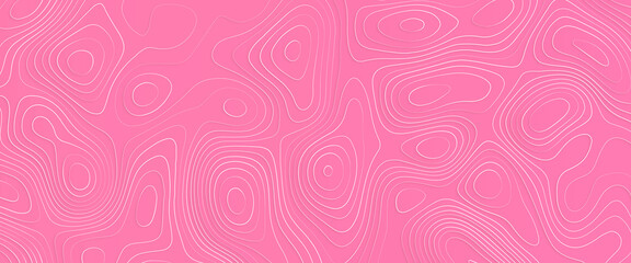 Abstract concept graphic element and geography scheme, Topographic line contour map background, geographic grid map, vector topographic map in white and pink colors.