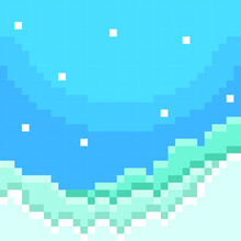 Cloud View Background In Pixel Art Style