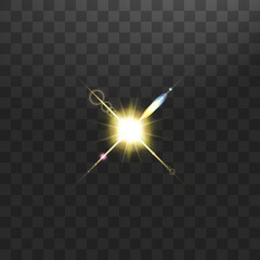 Wall Mural - gold warm color bright lens flare flashes leak for transitions on transparent background