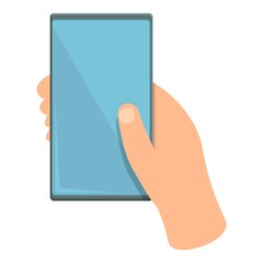 Poster - Take phone app icon cartoon vector. Finger cell. Screen hand