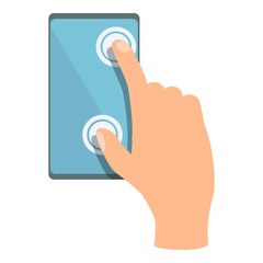 Poster - Two finger touch smartphone icon cartoon vector. Phone screen. Mobile app
