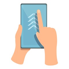 Poster - Up finger move icon cartoon vector. Phone screen. Mobile touch