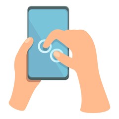 Poster - Call cell icon cartoon vector. Screen hand. App cellphone