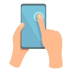 Poster - Touch cell icon cartoon vector. Screen hand. App call