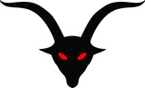 Fototapeta Koty - black satan's goat with red eyes