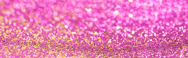 Wall Mural - rose gold and pink glitter, defocused abstract holidays lights on background.