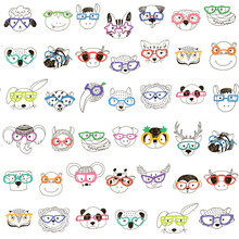Animal Funny Faces With Trendy Glasses Vector Seamless Pattern