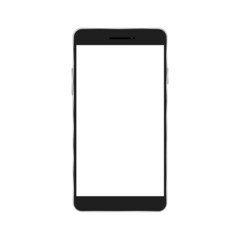 Poster - Smartphone with white empty screen. Mockup of realistic black phone. Vector isolated on white.