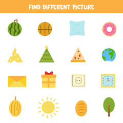 Wall Mural - Find object which is different from others. Worksheet for kids.