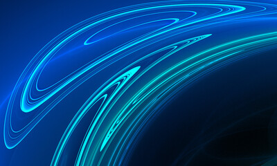Wall Mural - Cosmic digital 3d galaxy, laser lightning, speed of light or fictional orbits in deep dark space. Futuristic artwork in dark blue turquoise colors. Great as cover print, overlay, background, template.