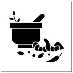 Wall Mural - Herbs and spice glyph icon.Flavoring and aromatic substances used to prepare dishes. Chili peppers, ginger.Thailand concept.Filled flat sign. Isolated silhouette vector illustration