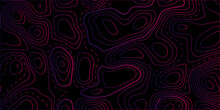 Topographic Map. Abstract Background With Lines And Circles. Red Mountain Contour Lines. Topographic Terrain. Red Blue Background With Space Grid Topographic Background.